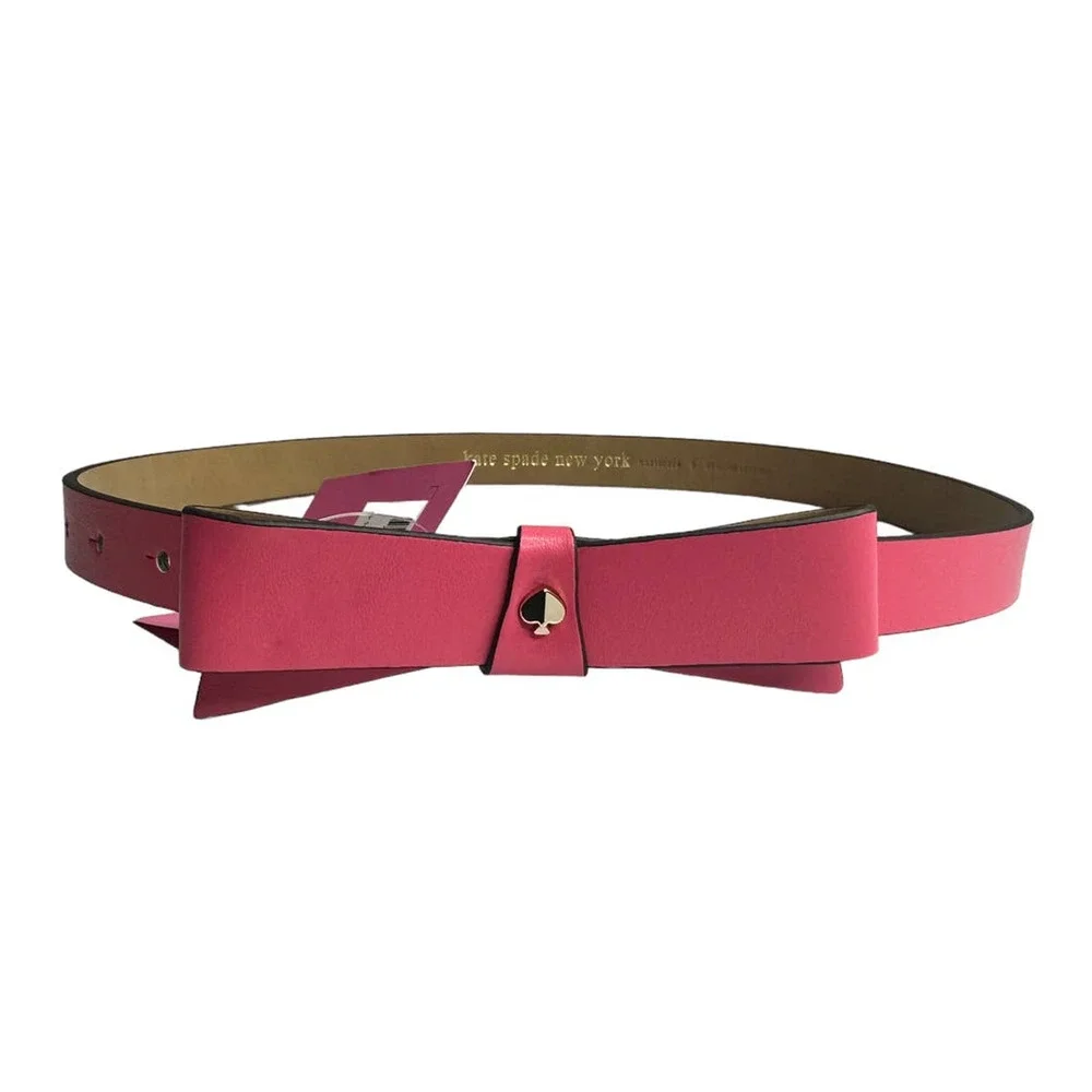 Kate Spade Bow Leather Belt in Pale Peach small